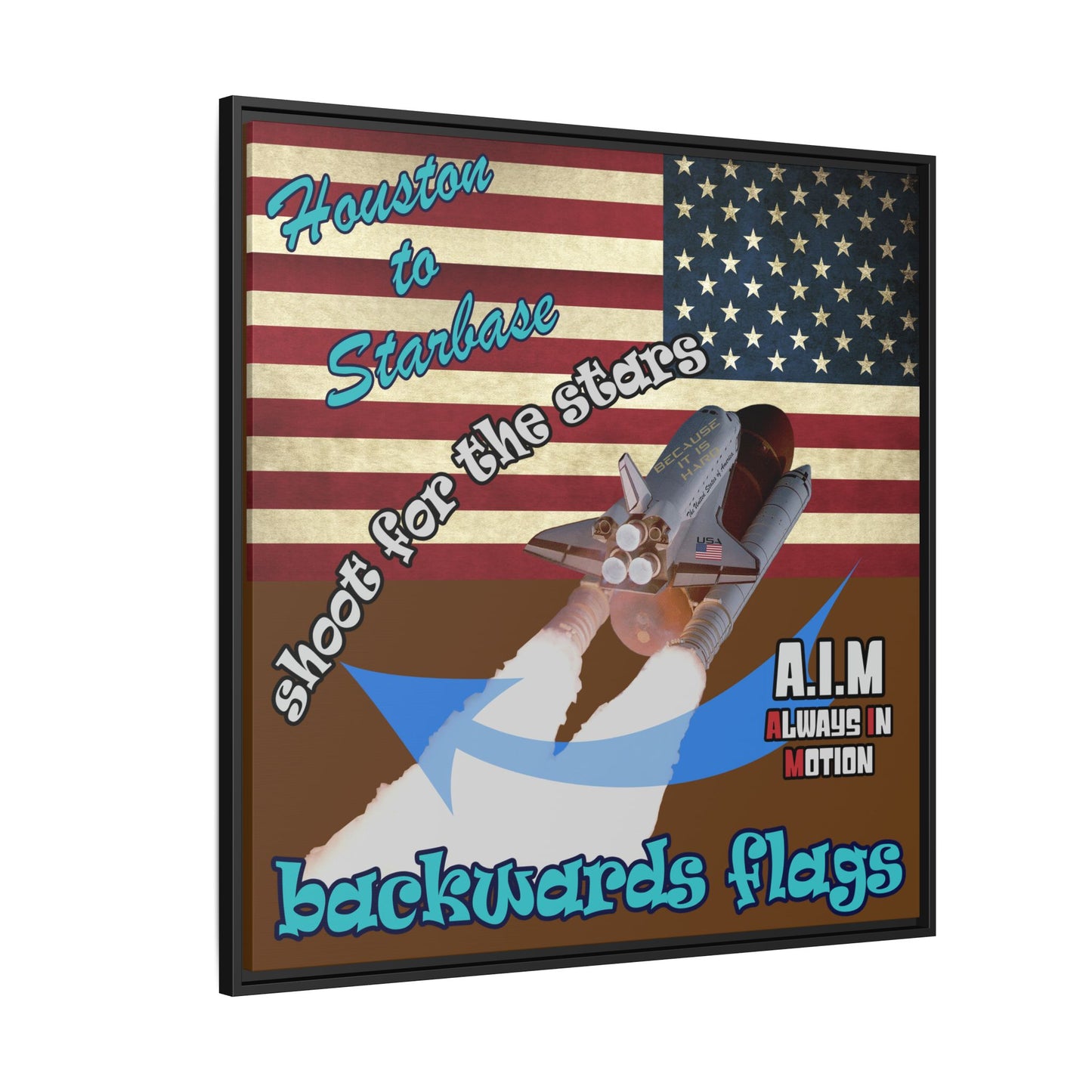 shoot for the stars - framed canvas art (brown)