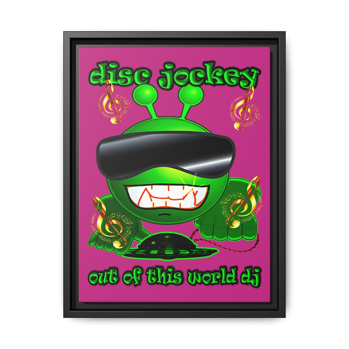 disc jockey - framed canvas art (pink)