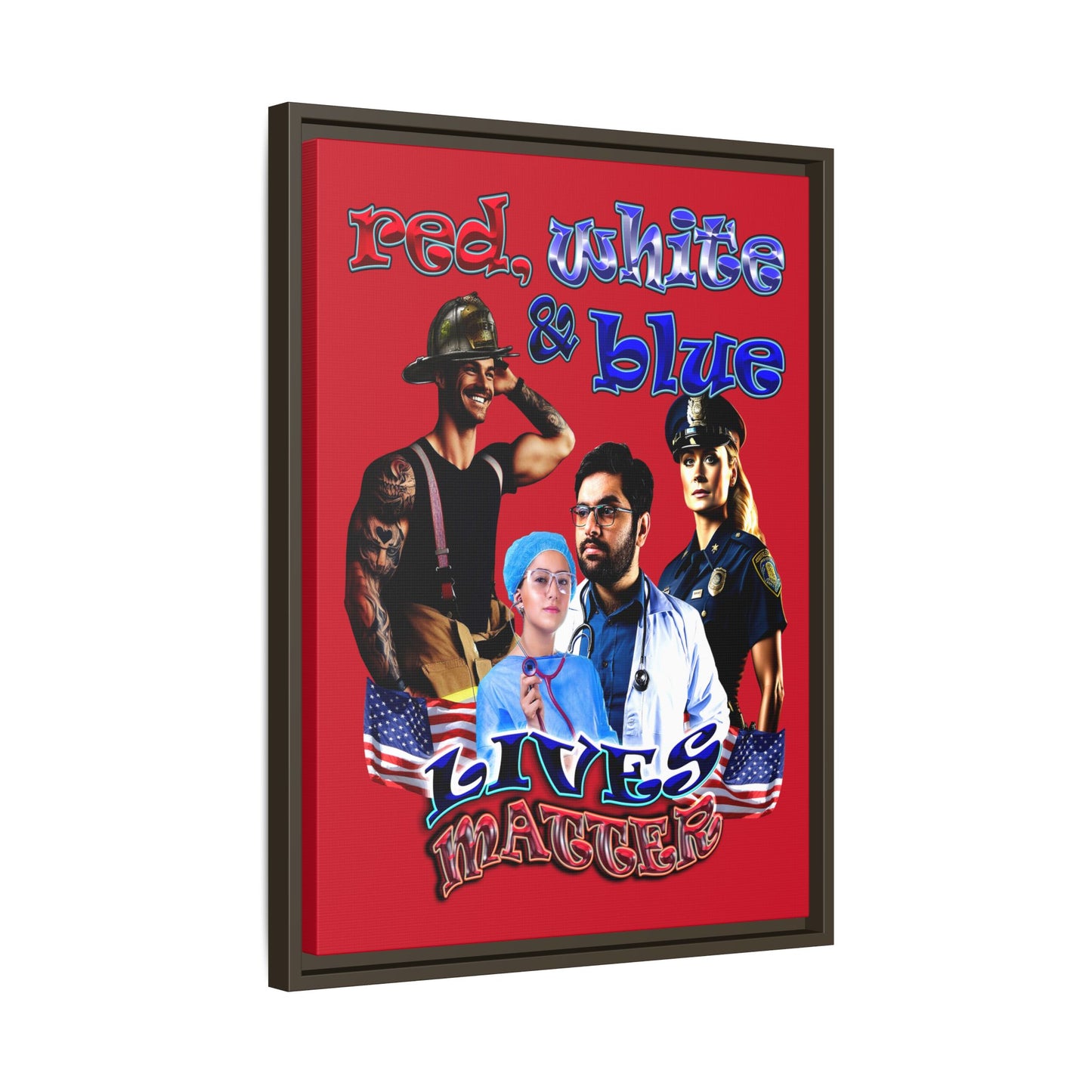 rw&b lives matter - framed canvas art (dark red)