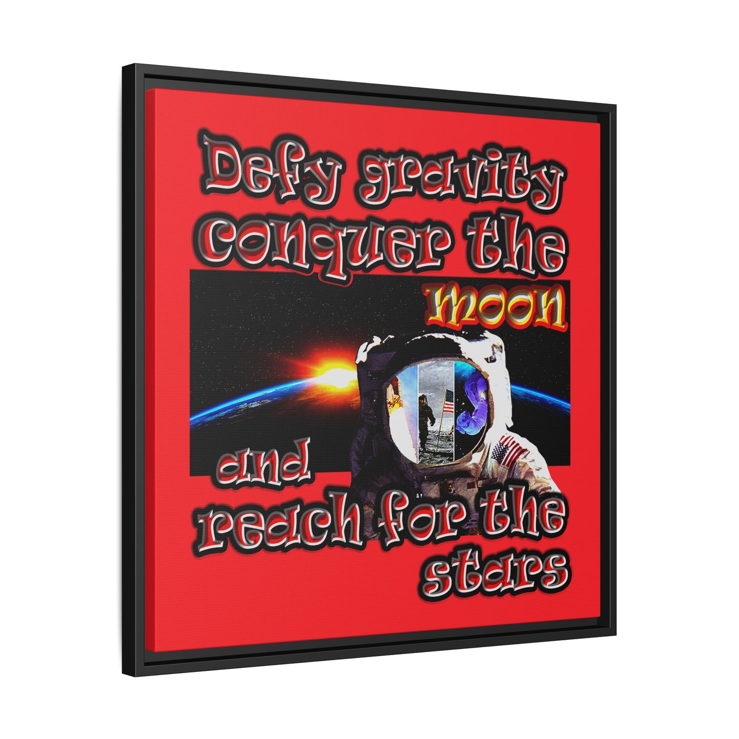 defy conquer reach - framed canvas art (red)