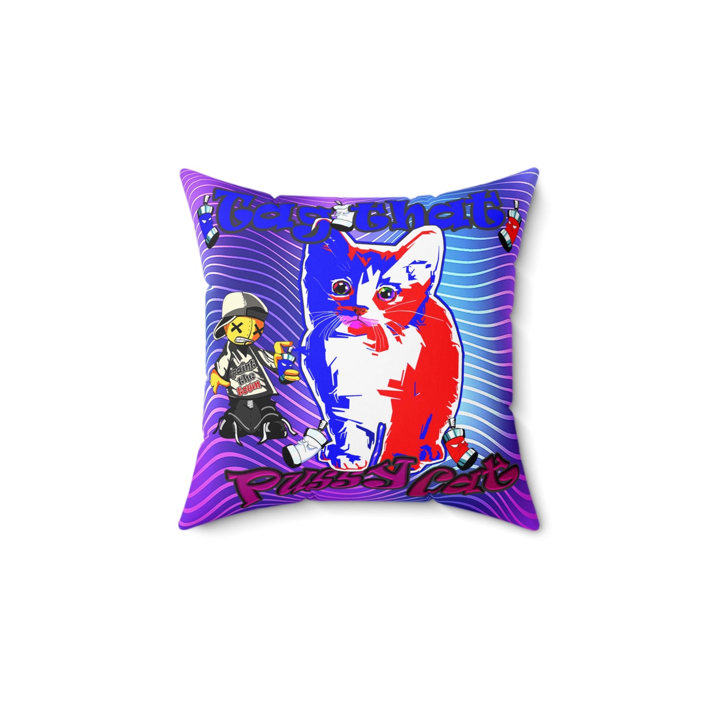 tag that - Spun Polyester Square Pillow - (purple wave)