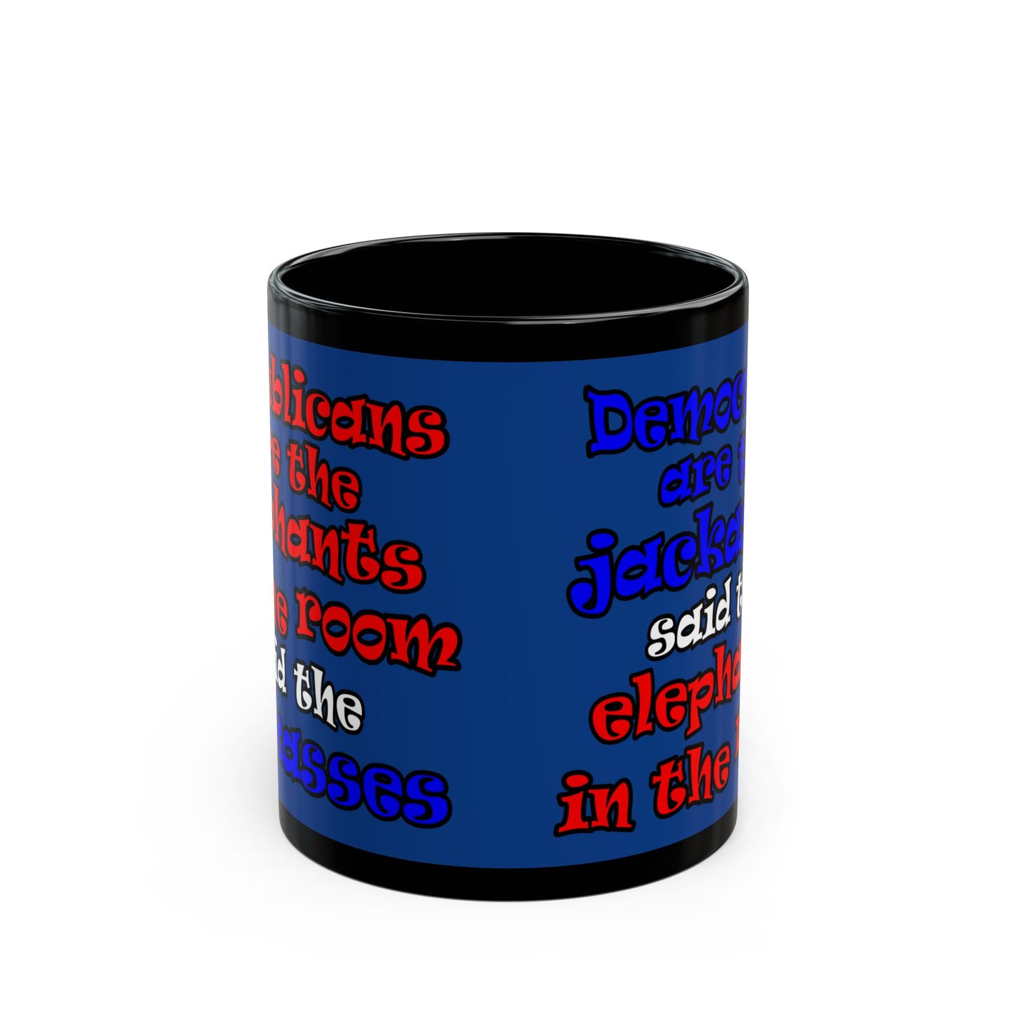 donkeys and elephants - Black Mug (dark blue)