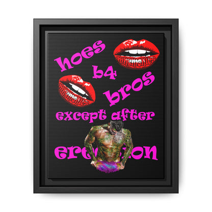 hoes b4 bros - framed canvas art (black)