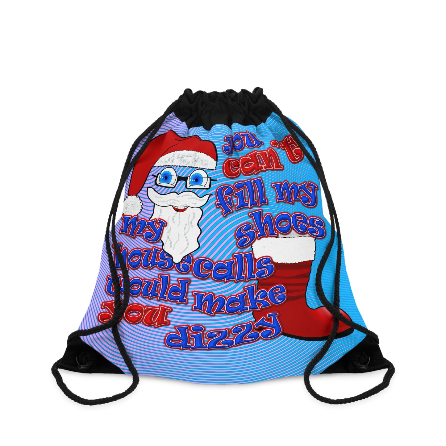 santa's shoes - Drawstring Bag (light blue-purple wave)
