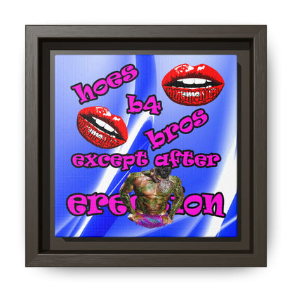 hoes b4 bros - framed canvas art (blue-white wave)