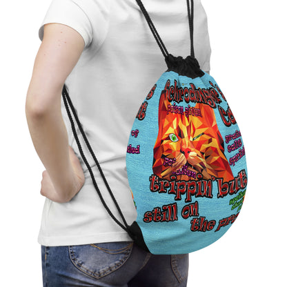 schrodinger's cat - Drawstring Bag (faded blue)