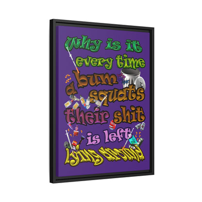 the bum's shit - framed canvas art (purple)