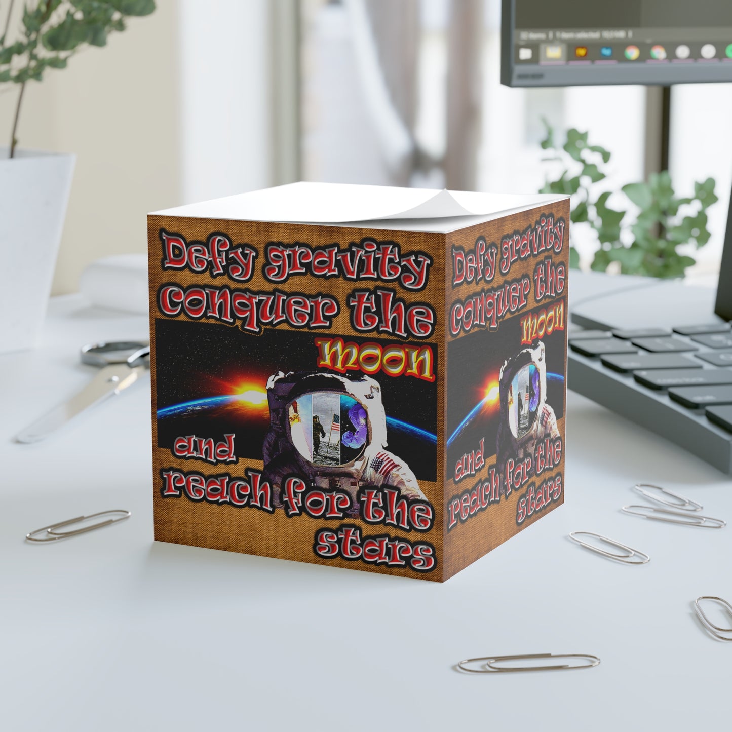 defy conquer reach - note cube (brown papyrus)
