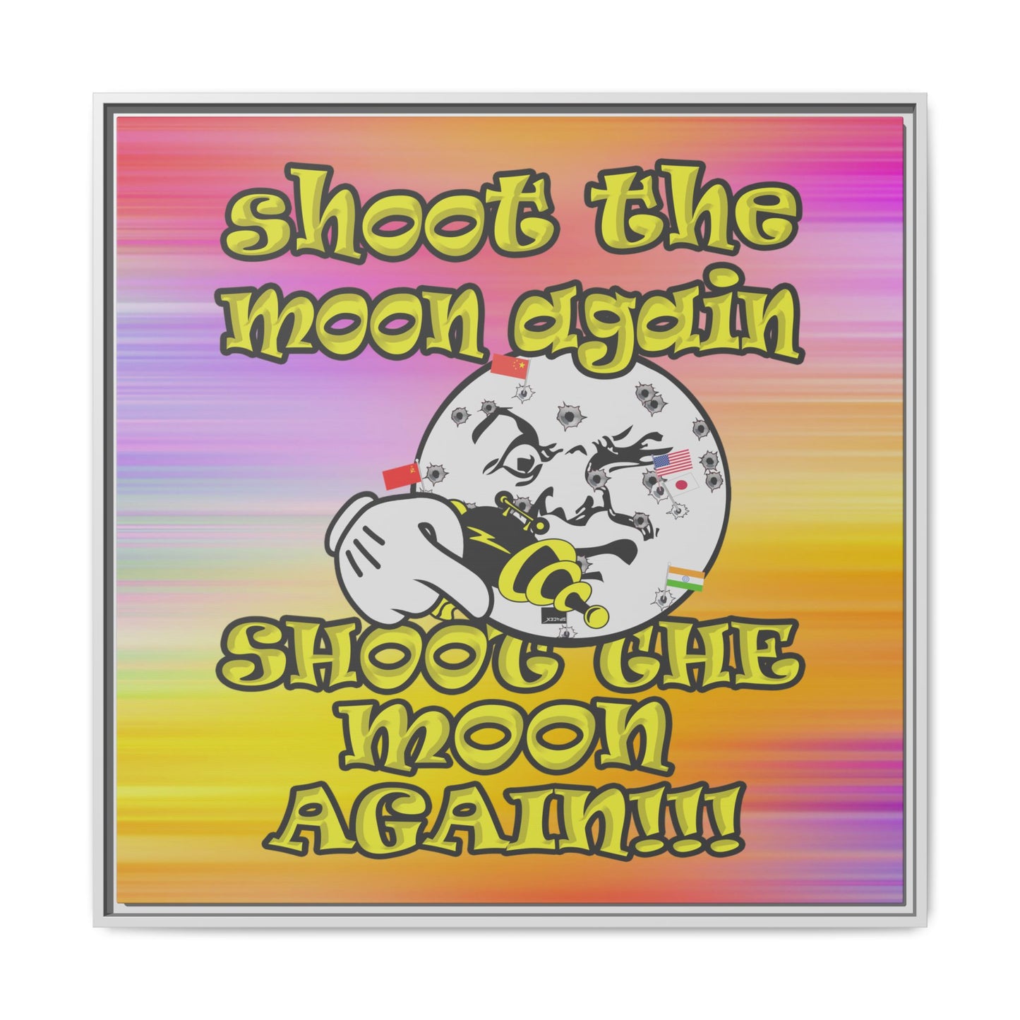 shoot the moon again - framed canvas art (color blur)