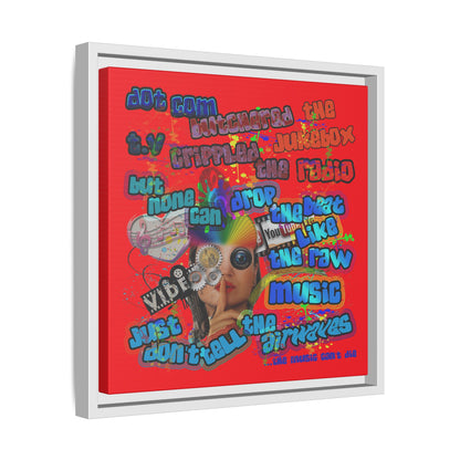 drop the beat - framed canvas art (red)