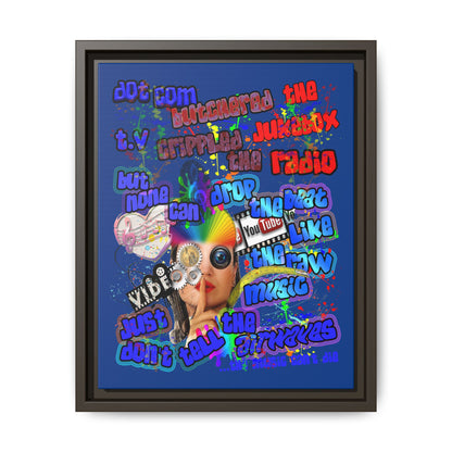 drop the beat - framed canvas art (dark blue)