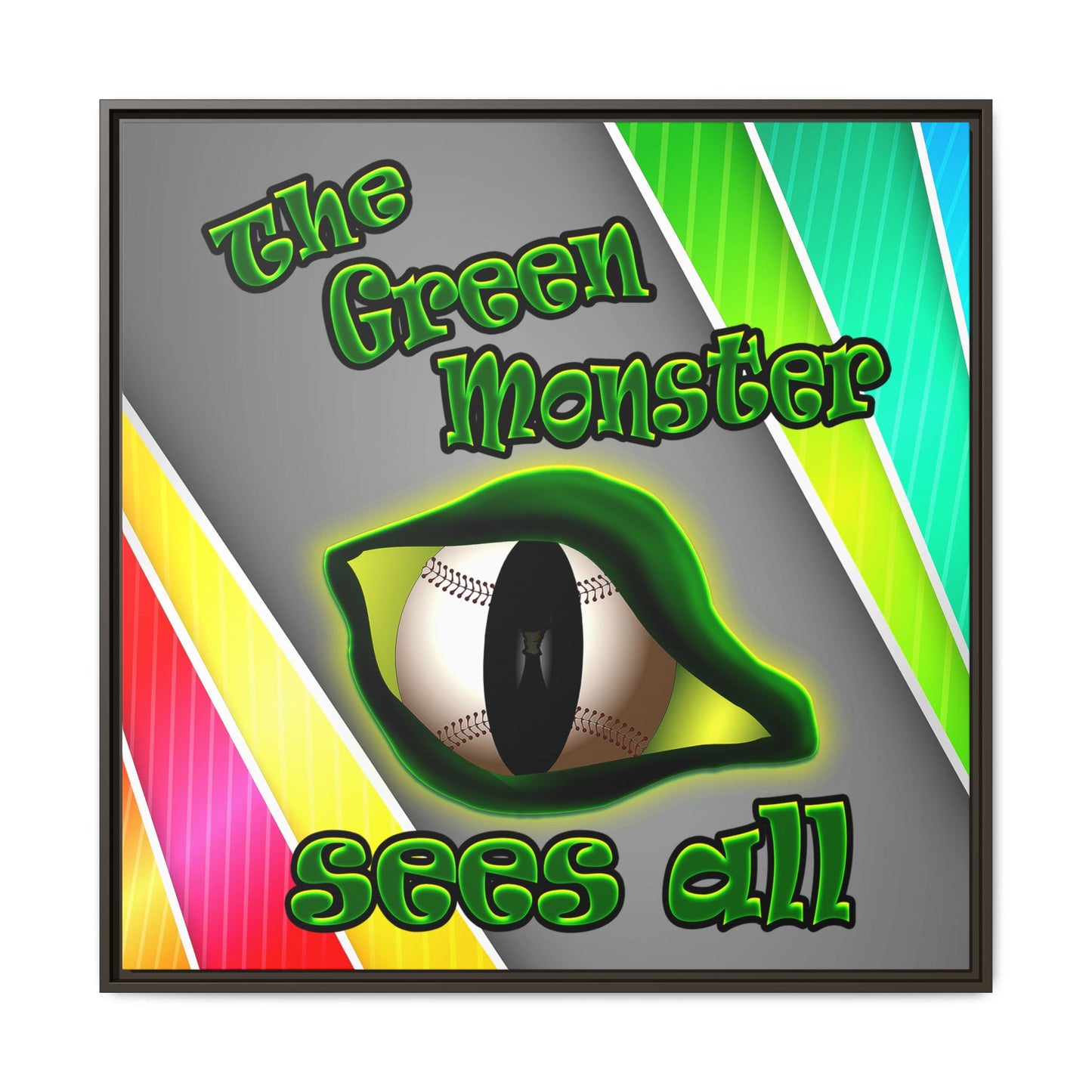 green monster - framed canvas art (rainbow split)