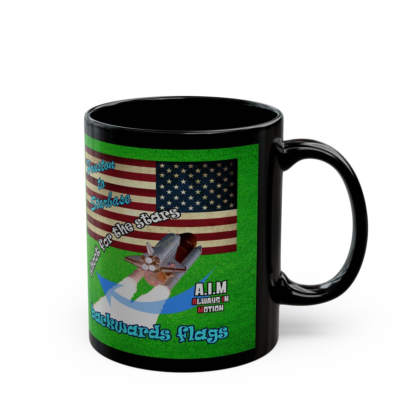 shoot for the stars - Black Mug (green turf)