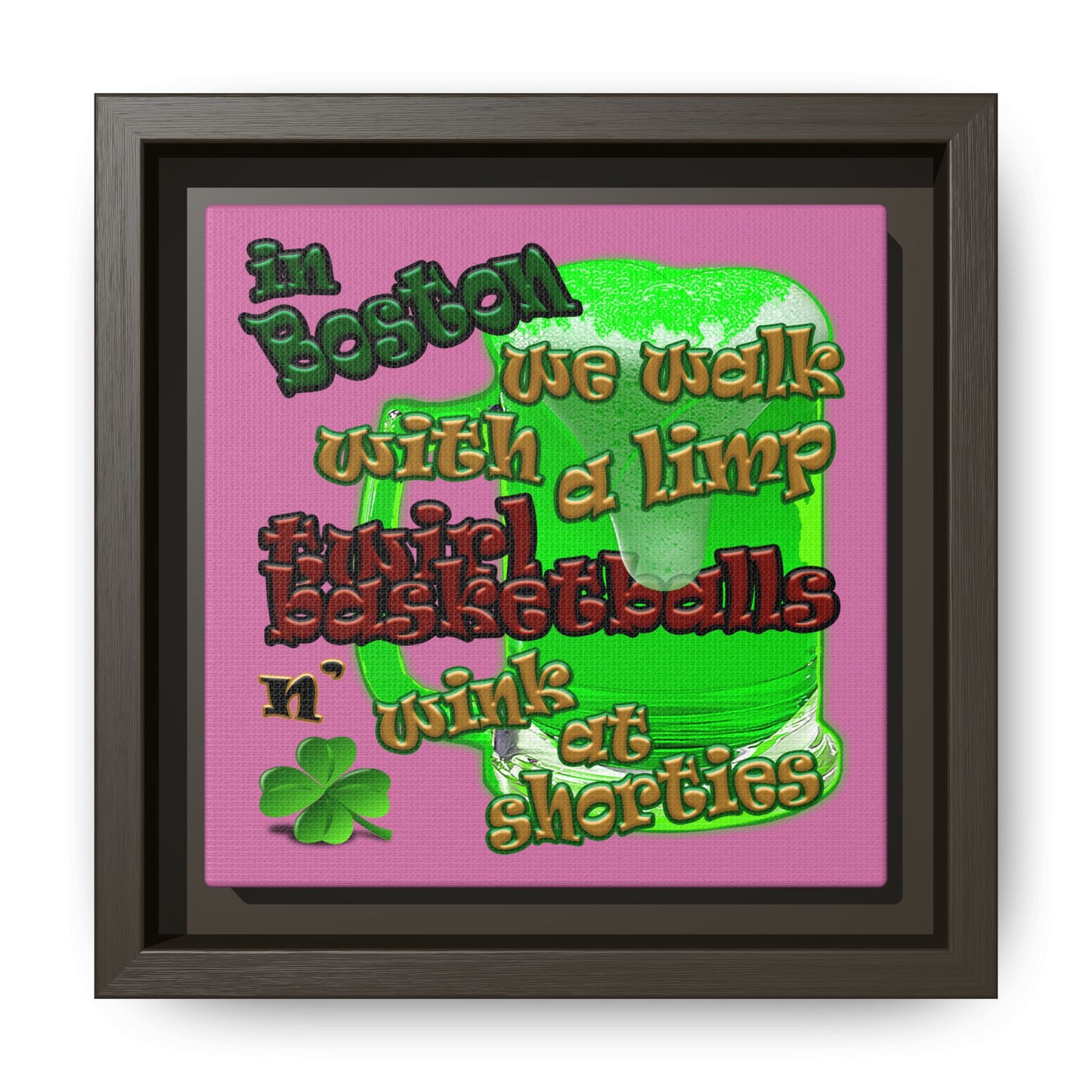 celtics logo - framed canvas art (light pink)