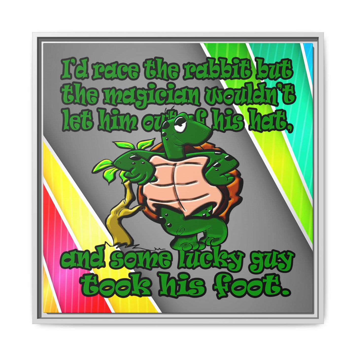 turtle race - framed canvas art (rainbow split)