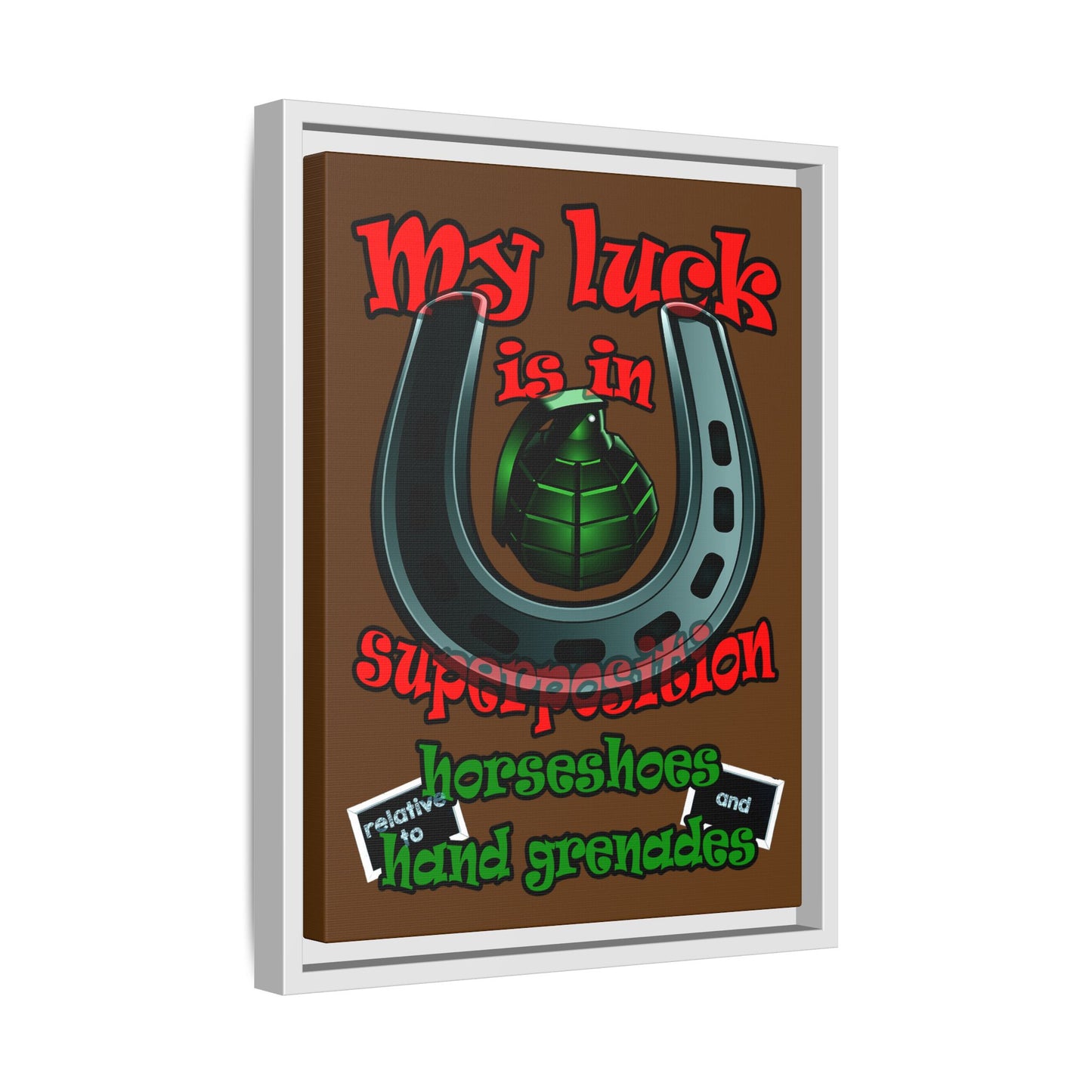 my luck - framed canvas art (brown)