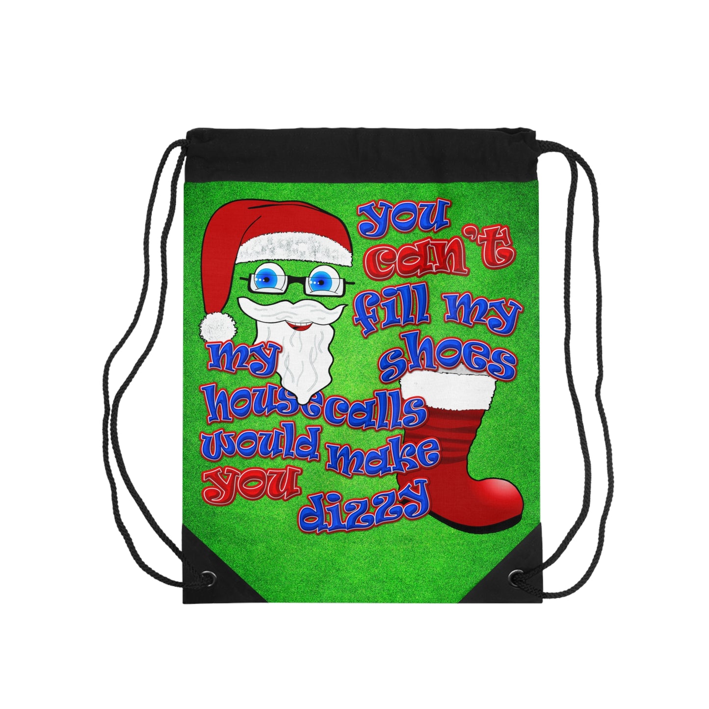 santa's shoes - Drawstring Bag (green turf)