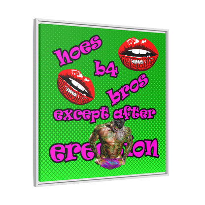 hoes b4 bros - framed canvas art (logo green)