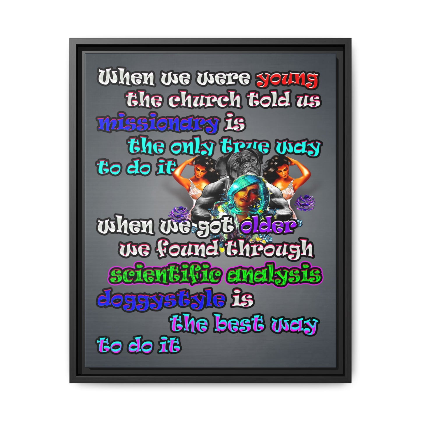 doggystyle - framed canvas art (grey-light grey)
