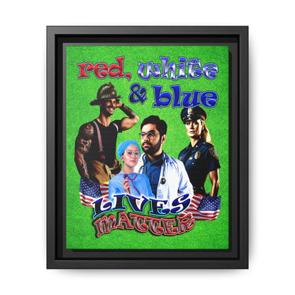 rw&b lives matter - framed canvas art (green turf)