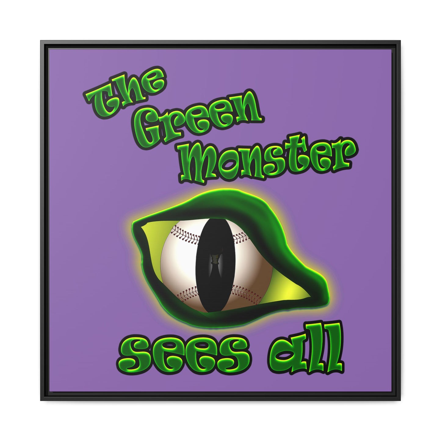 green monster - framed canvas art (light purple)