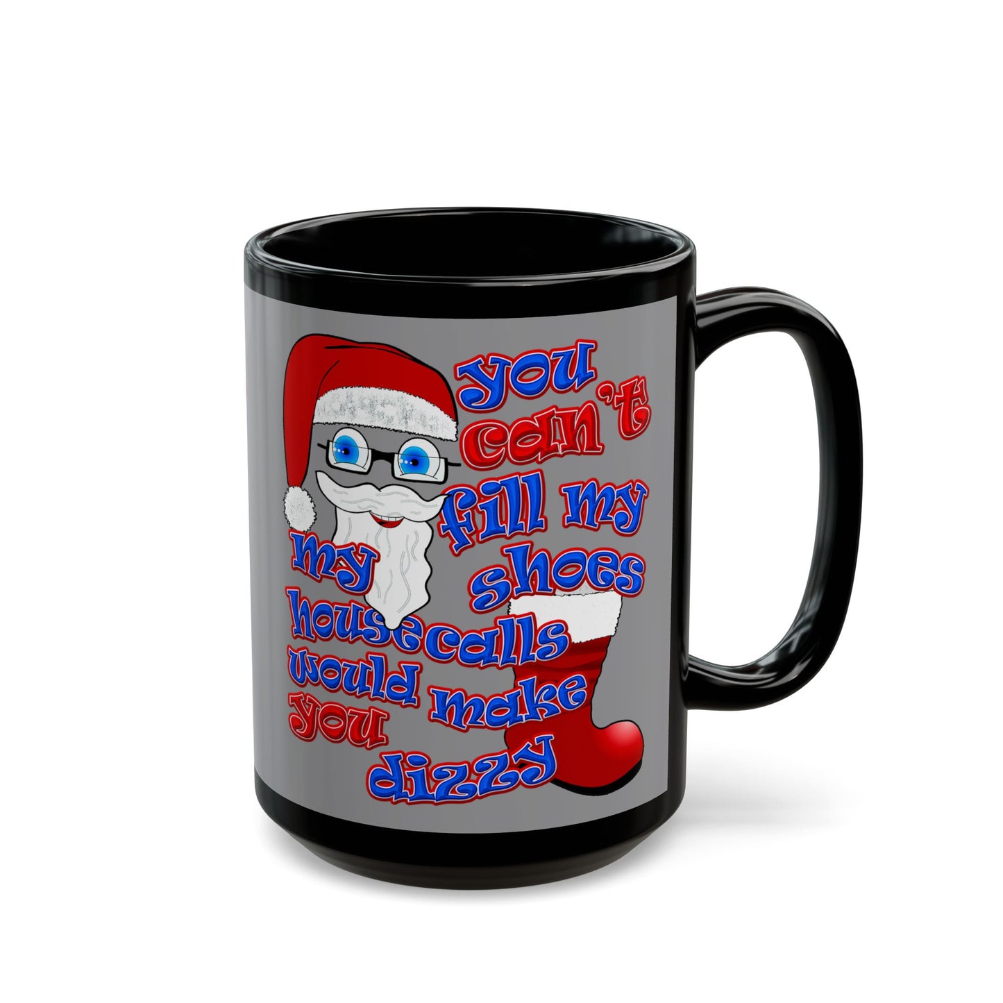 santa's shoes - Black Mug (grey)