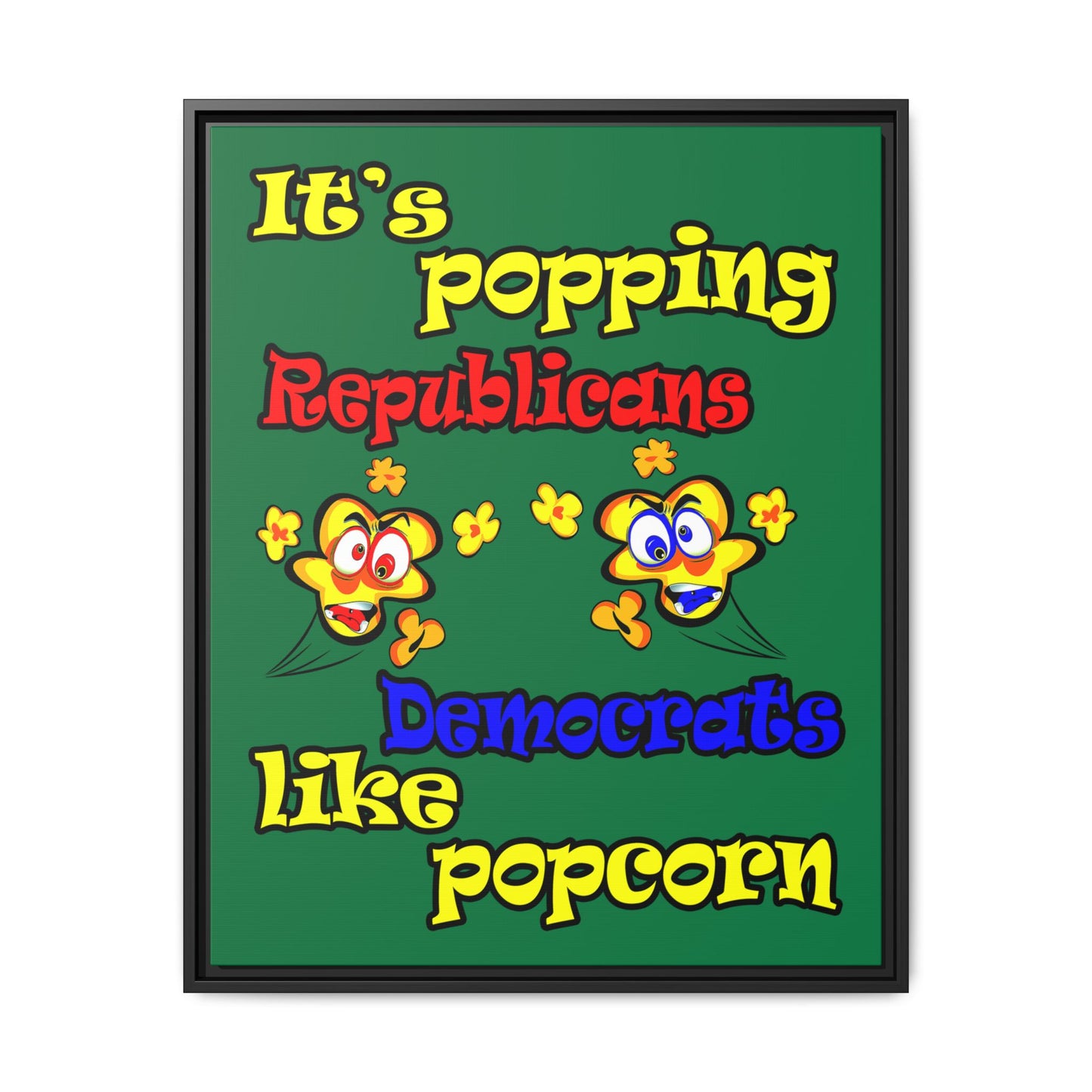 popping like popcorn - framed canvas art (dark green)