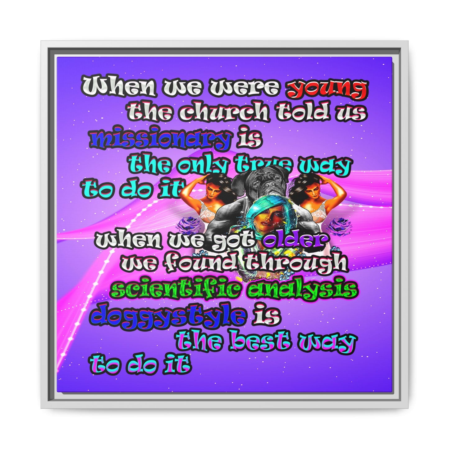 doggystyle - framed canvas art (purple-pink wave)