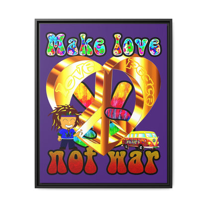 love peace - framed canvas art (purple)