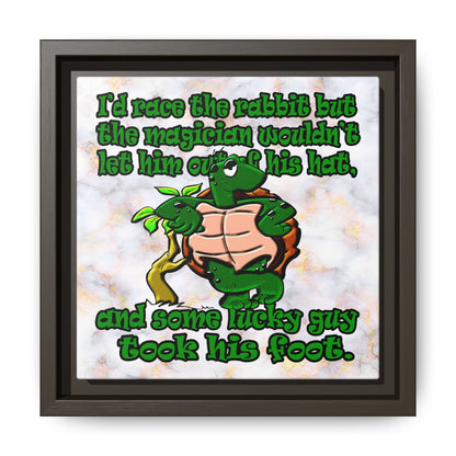 turtle race - framed canvas art (white marble)