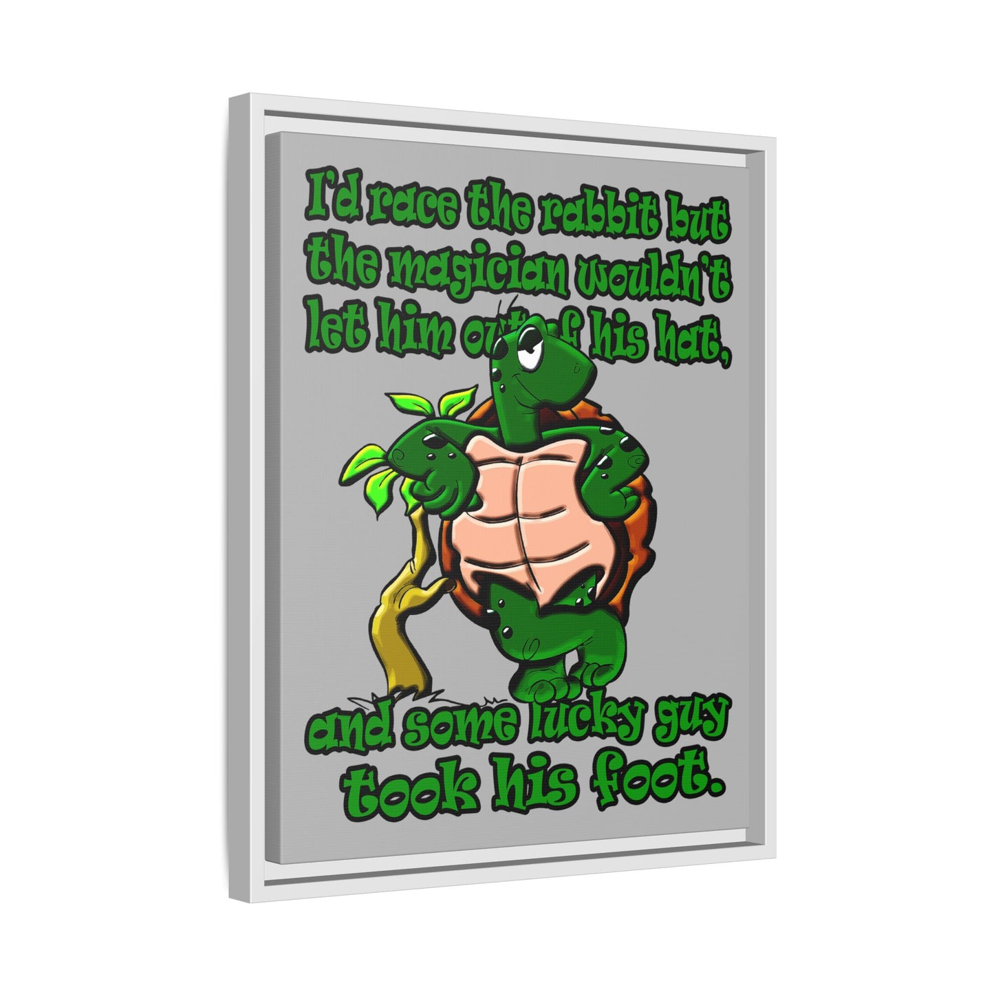 turtle race - framed canvas art (light grey)