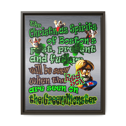 christmas spirits of boston - framed canvas art (brushed nickel)