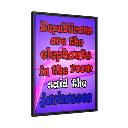 donkeys and elephants - framed canvas art (purple-pink wave)