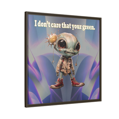 I don't care that your green - framed canvas art (grey-pink wave)