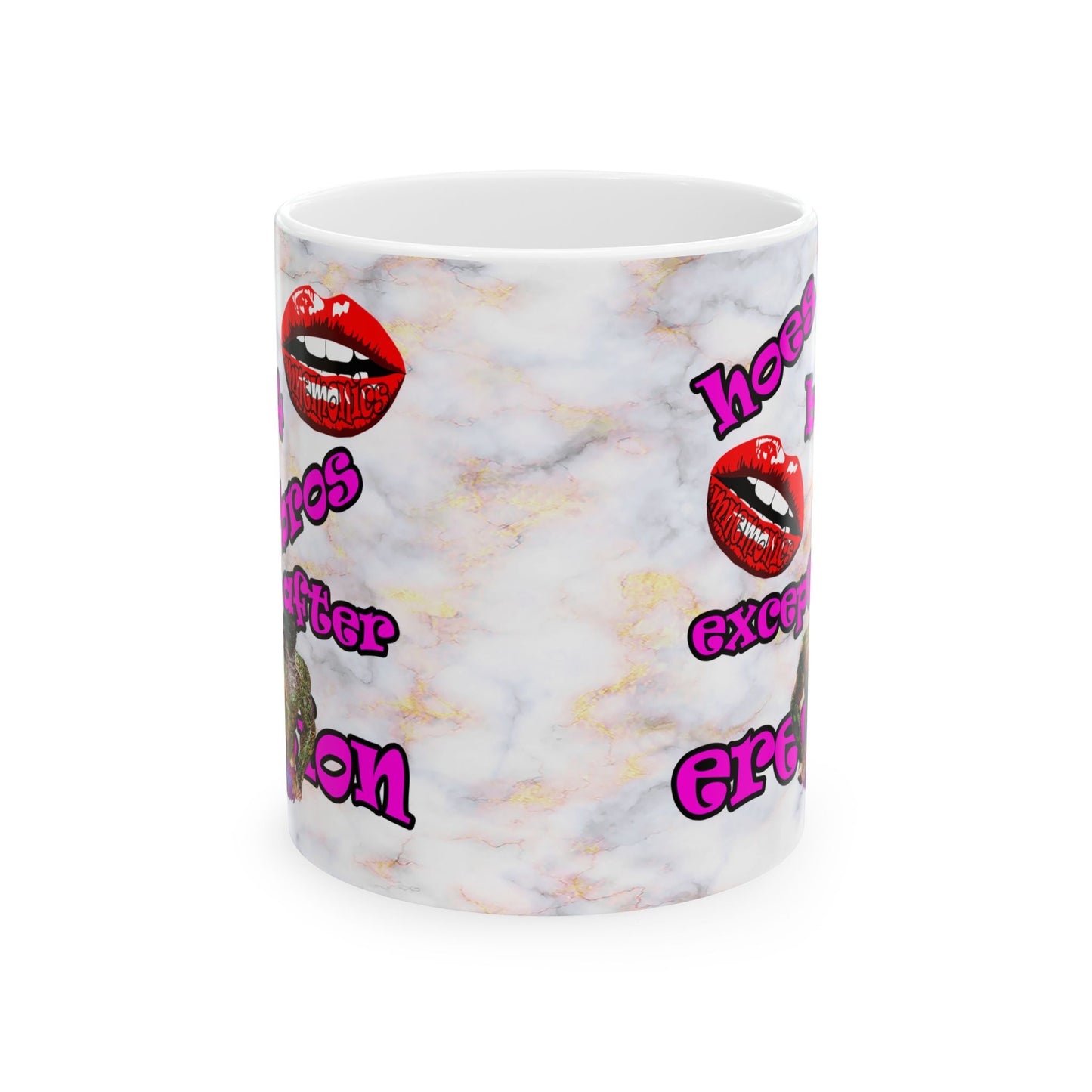 hoes b4 bros - White Mug (white marble)