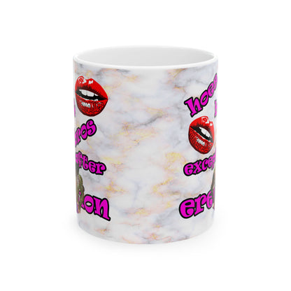 hoes b4 bros - White Mug (white marble)