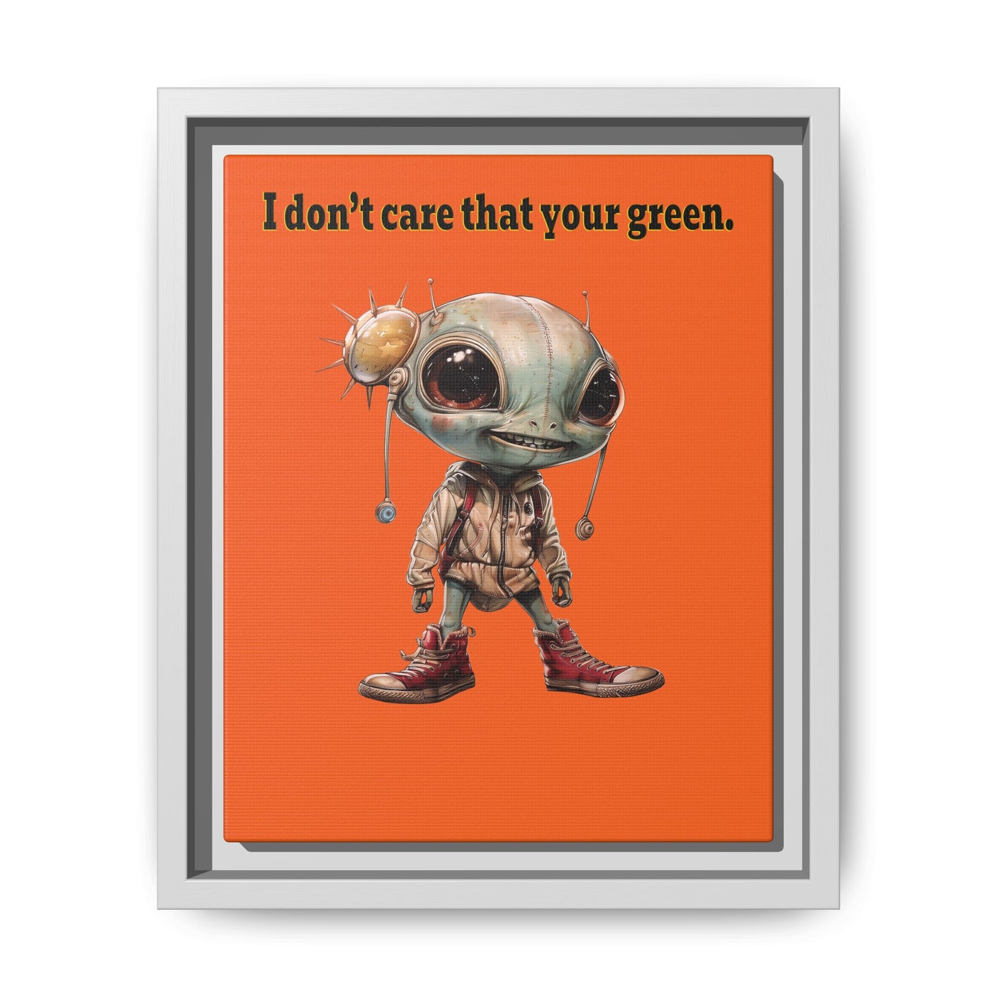 I don't care that your green - framed canvas art (orange)