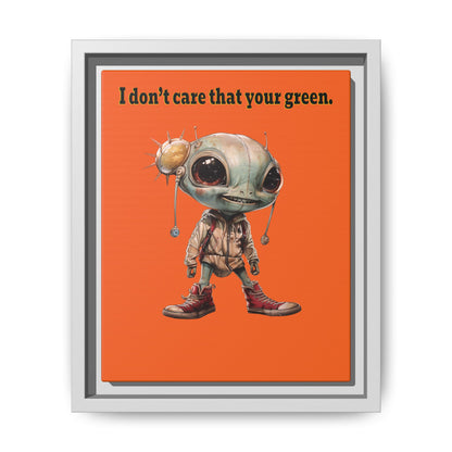 I don't care that your green - framed canvas art (orange)
