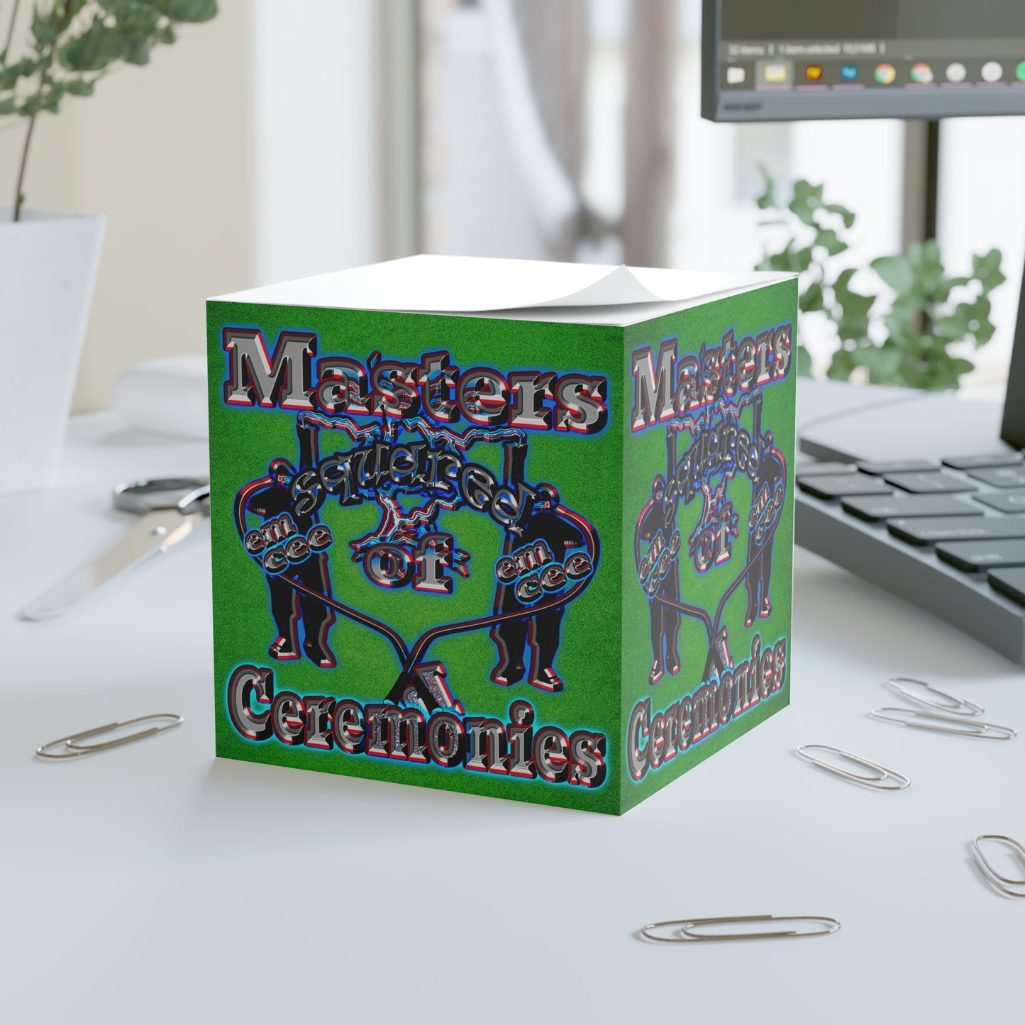 em cee squared - note cube (green turf)