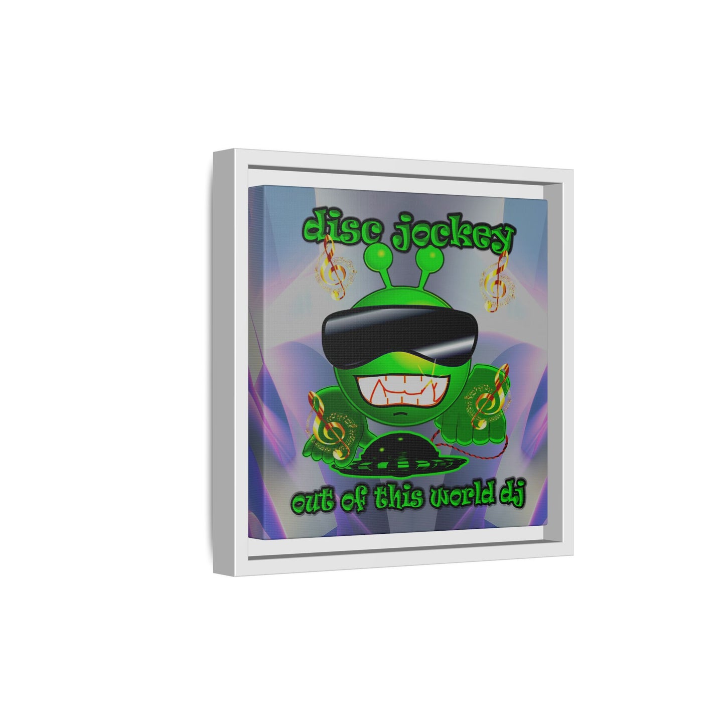 disc jockey - framed canvas art (grey-pink wave)
