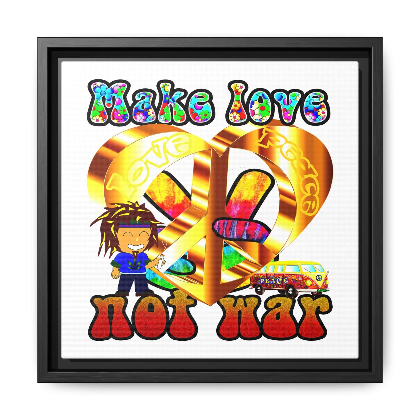 love peace - framed canvas art (white)