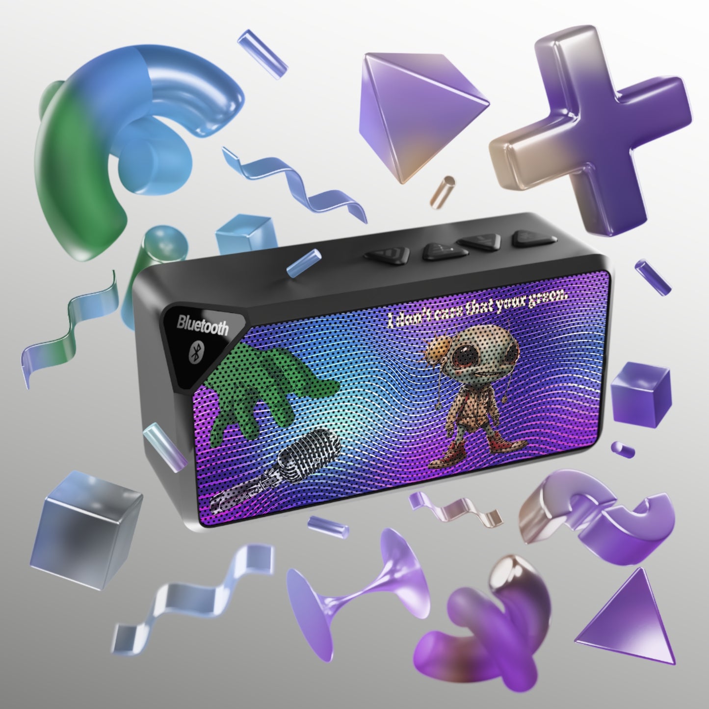 I don't care that your green - Jabba Bluetooth Speaker (purple wave)