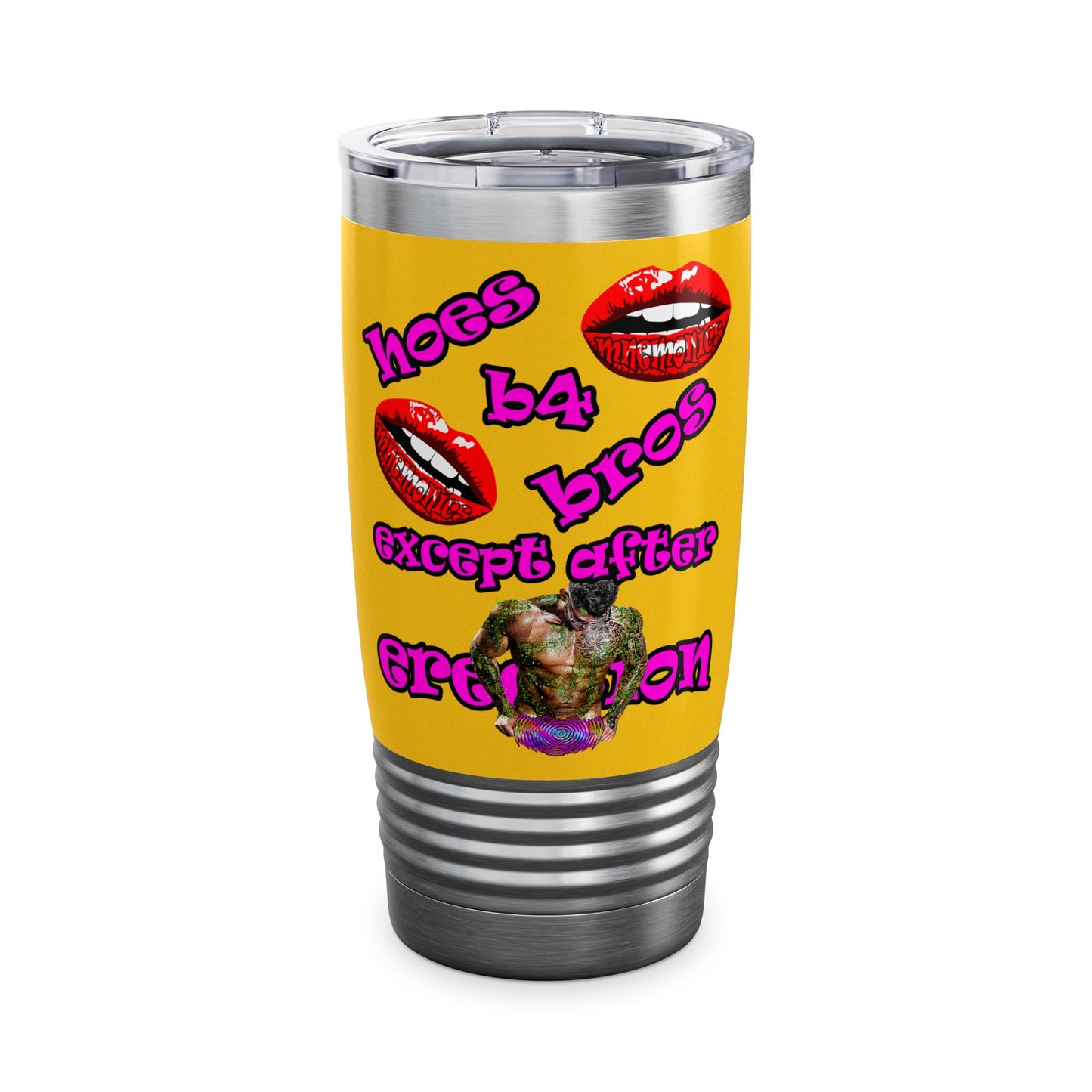 hoes b4 bros - Ringneck Tumbler, 20oz (yellow)