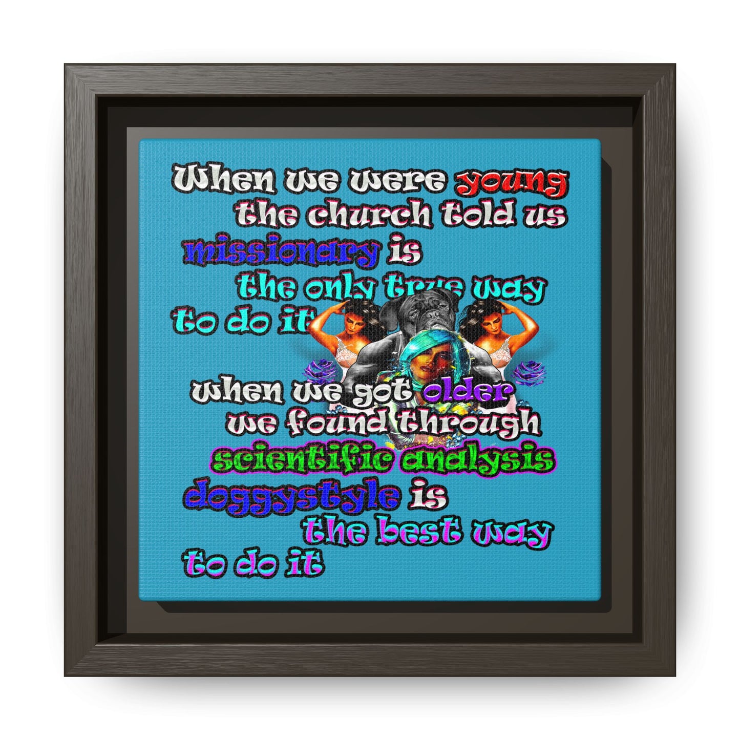 doggystyle - framed canvas art (turquoise)