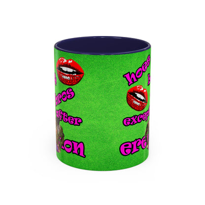 hoes b4 bros - Accent Mug (green turf)