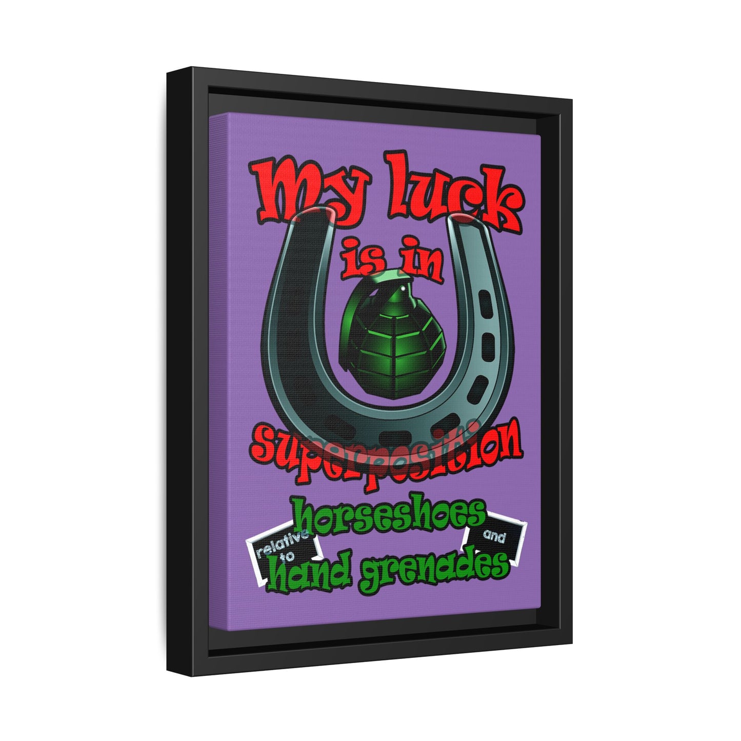my luck - framed canvas art (light purple)