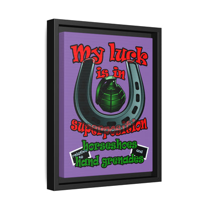 my luck - framed canvas art (light purple)