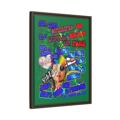 drop the beat - framed canvas art (dark green)
