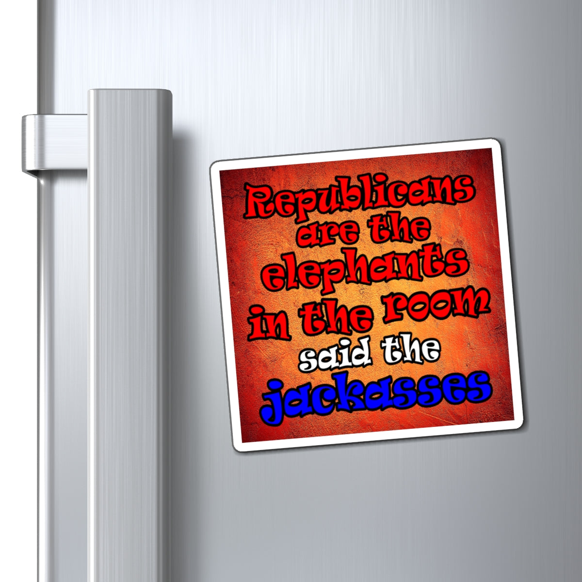 donkeys and elephants - Magnets - (burnt orange)