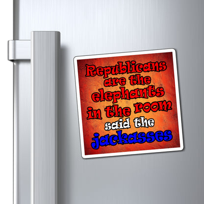 donkeys and elephants - Magnets - (burnt orange)